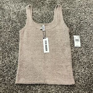 Steve Madden Tan Ribbed Fitted Tank Top